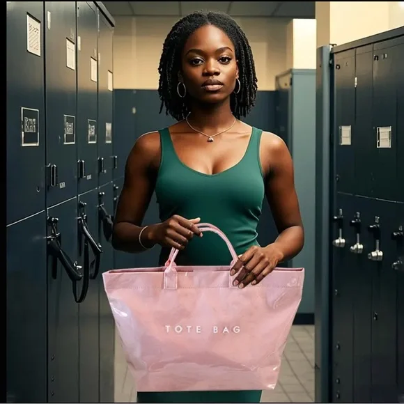 Glossy Pink Patent Tote Bag with Spacious Design - Picture 2 of 8